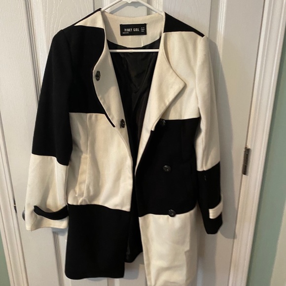 Black and white pea coat - Picture 1 of 4